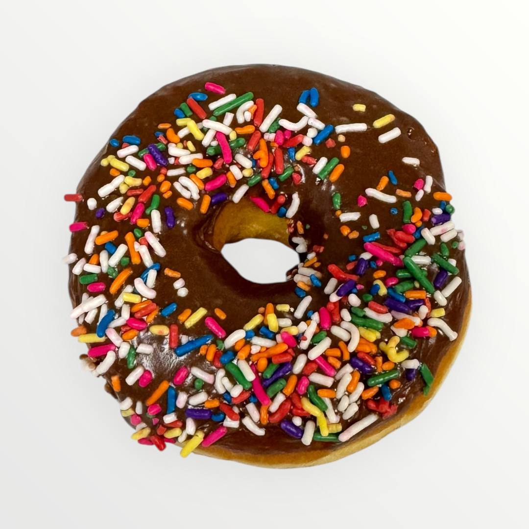 Chocolate Frosted Raise With Rainbow Sprinkle