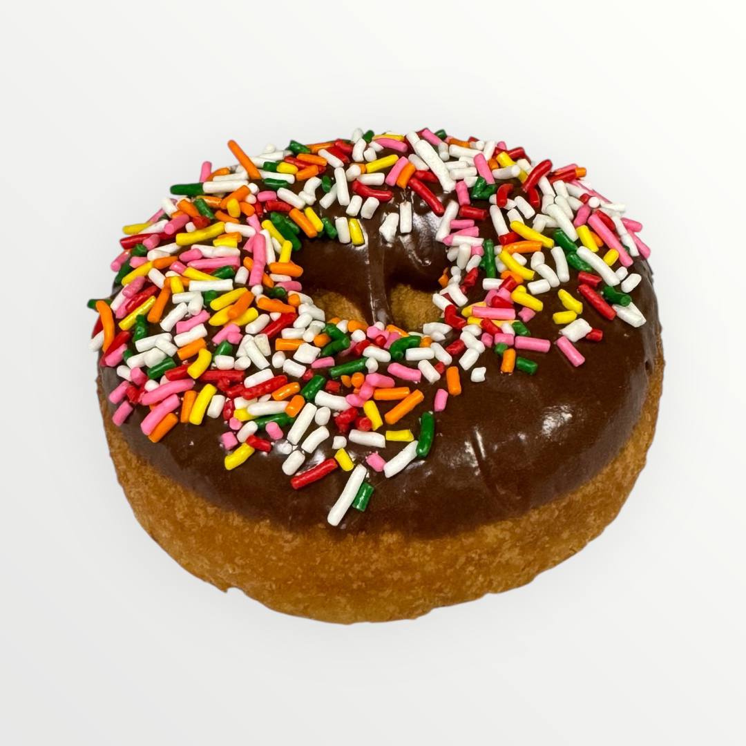 Chocolate Frosted With Rainbow Sprinkle Cake