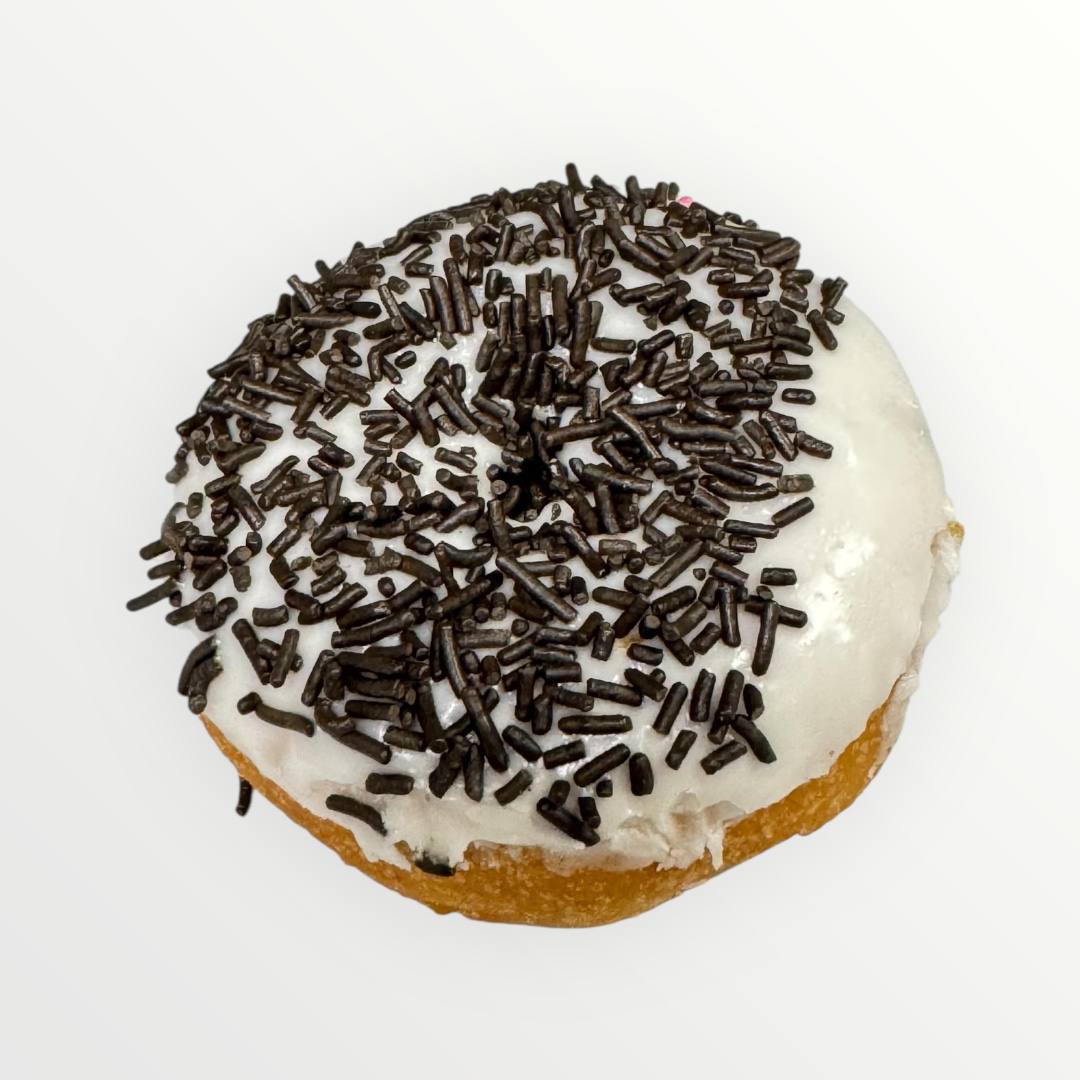 Vanilla Frosted With Chocolate Sprinkle Cake